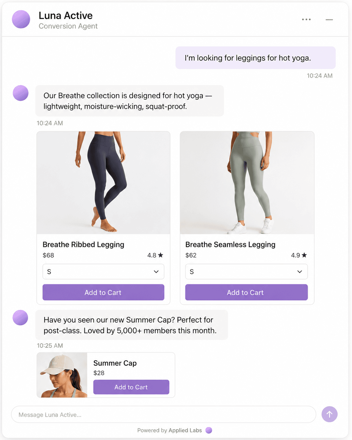 Luna Active conversion agent test conversation
